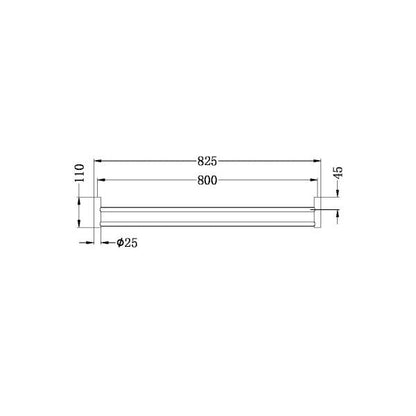 Nero New Mecca 800mm Double Towel Rail