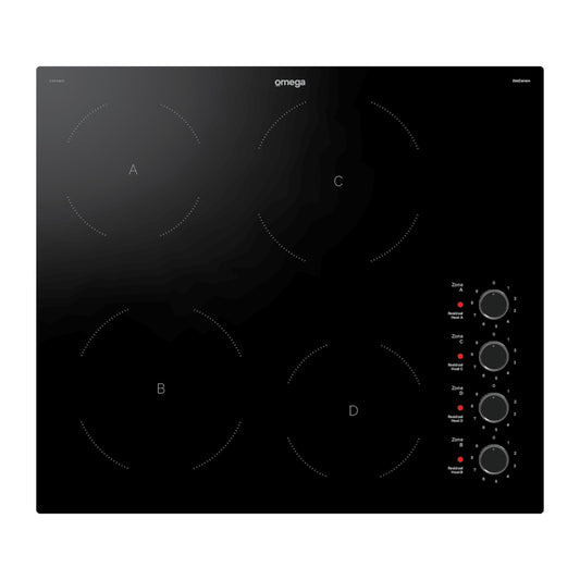 Omega 60cm Ceramic Cooktop, Knob Controls