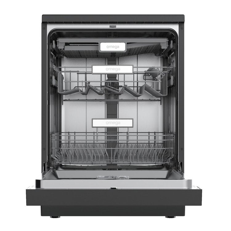 Omega  60cm Freestanding Dishwasher, Black Stainless Steel