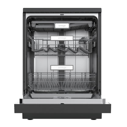 Omega  60cm Freestanding Dishwasher, Black Stainless Steel