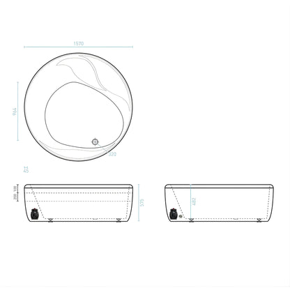 DECINA ORION FREESTANDING DOLCE VITA SPA BATHTUB  1570MM WITH 16-JETS