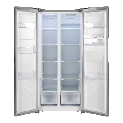 Omega  582L Side by Side Counter-Depth Fridge with Water Dispenser, Black Steel