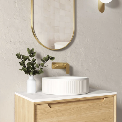 Otti Hudson Round 400x400x120 Concrete Fluted White Basin
