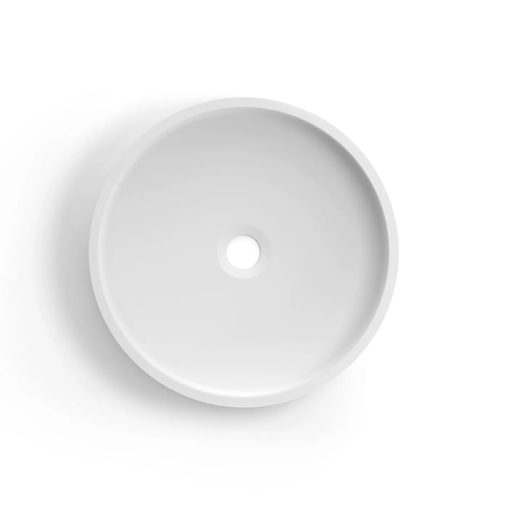 Otti Hudson Round 400x400x120 Concrete Fluted White Basin