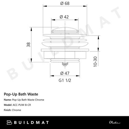 Oliveri Pop-Up Bath Waste Chrome