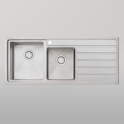Oliveri Apollo 1 And 3/4 Bowl Sink With Right Drainboard Stainless Steel