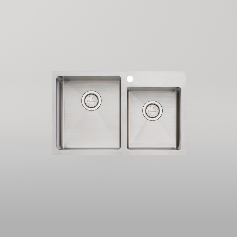 Oliveri Apollo 1 And 3/4 Left Offset Bowl Sink Stainless Steel