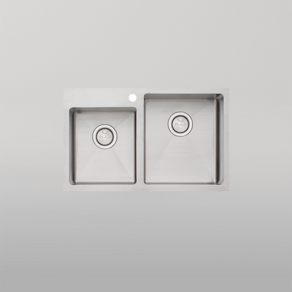 Oliveri Apollo 1 And 3/4 Right Offset Bowl Sink Stainless Steel