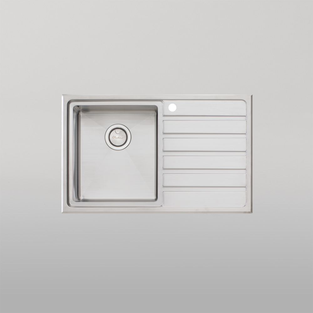 Oliveri Apollo Single Bowl Sink With Right Drainboard Stainless Steel