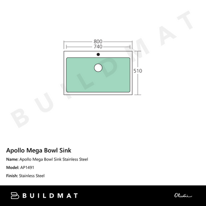Oliveri Apollo Mega Bowl Sink Stainless Steel