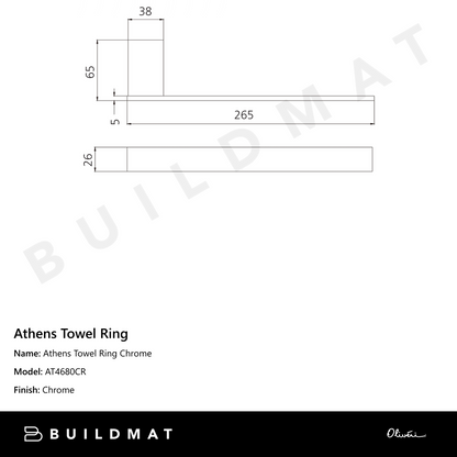 Oliveri Athens Towel Ring Chrome