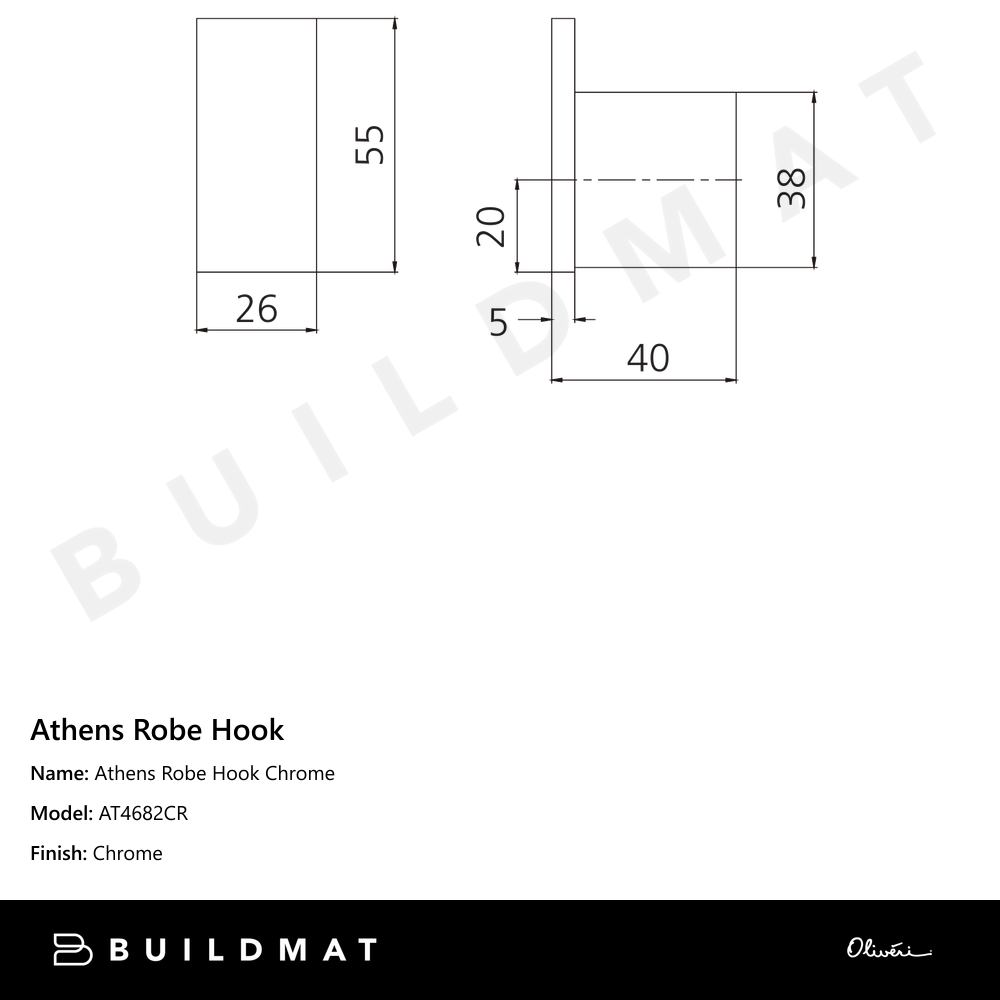 Oliveri Athens Robe Hook Chrome