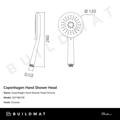 Oliveri Copenhagen Hand Shower Head Chrome