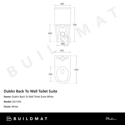 Oliveri Dublin Back To Wall Toilet Suite White
