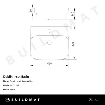 Oliveri Dublin Inset Basin with 1 Taphole White