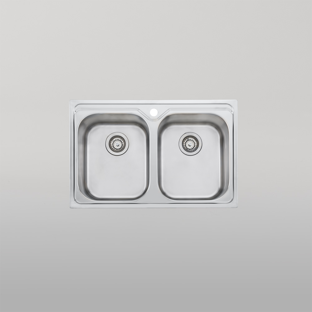 Oliveri Diaz Double Bowl Universal Sink and Taphole Stainless Steel