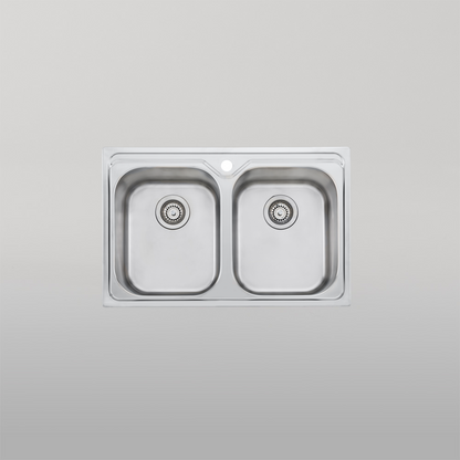 Oliveri Diaz Double Bowl Universal Sink and Taphole Stainless Steel