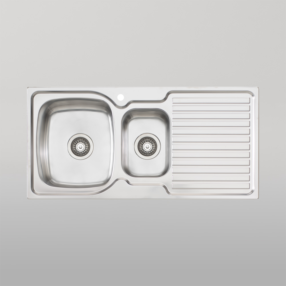 Oliveri Endeavour 1 And 1/2 Bowl Sink With Right Drainboard and Taphole Stainless Steel