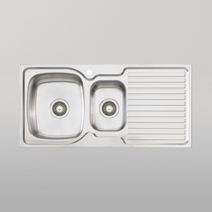 Oliveri Endeavour 1 And 1/2 Bowl Sink With Right Drainboard and Taphole Stainless Steel