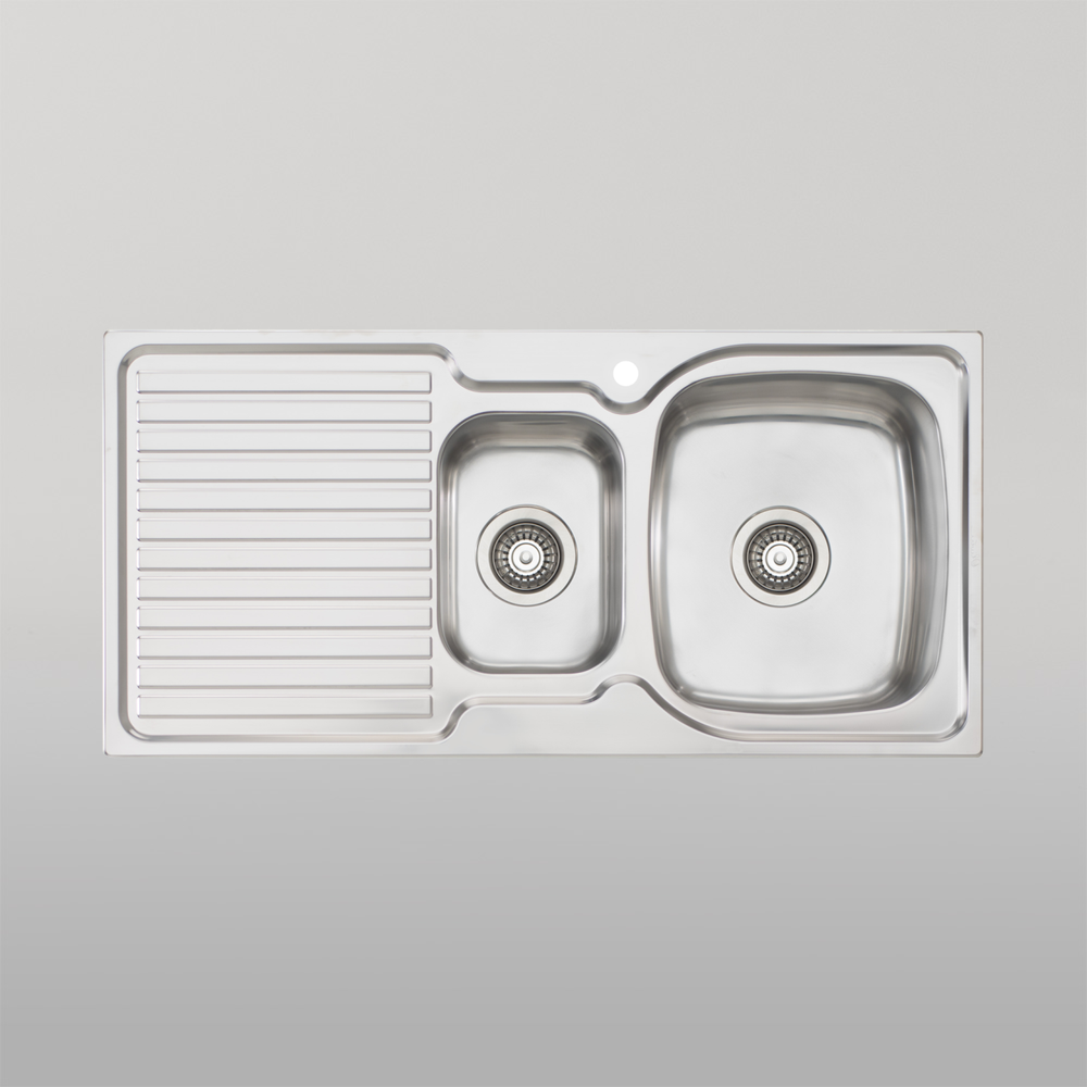 Oliveri Endeavour 1 And 1/2 Bowl Sink With Left Drainboard and Taphole Stainless Steel