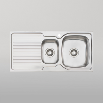 Oliveri Endeavour 1 And 1/2 Bowl Sink With Left Drainboard and Taphole Stainless Steel