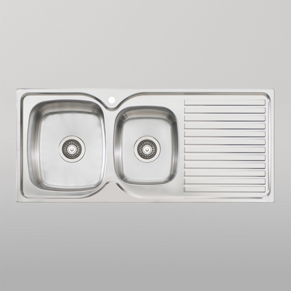 Oliveri Endeavour 1 And 3/4 Bowl Sink With Right Drainboard and Taphole Stainless Steel