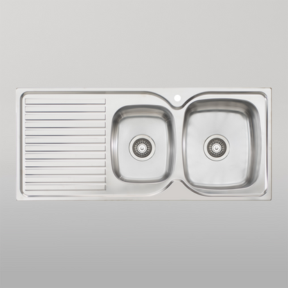 Oliveri Endeavour 1 And 3/4 Bowl Sink With Left Drainboard and Taphole Stainless Steel