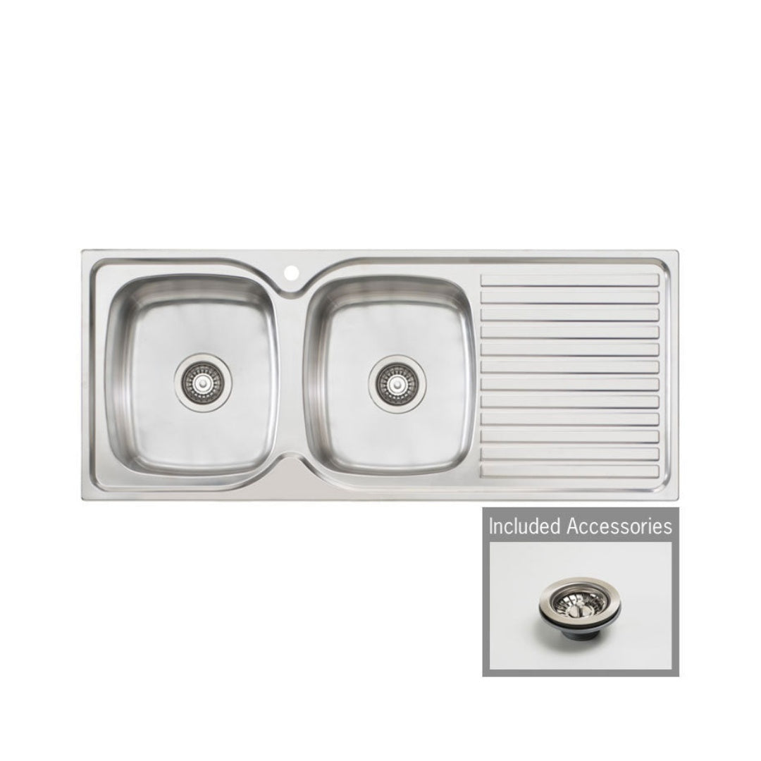 Oliveri Endeavour Double Left Bowl Sink With Drainer EE71