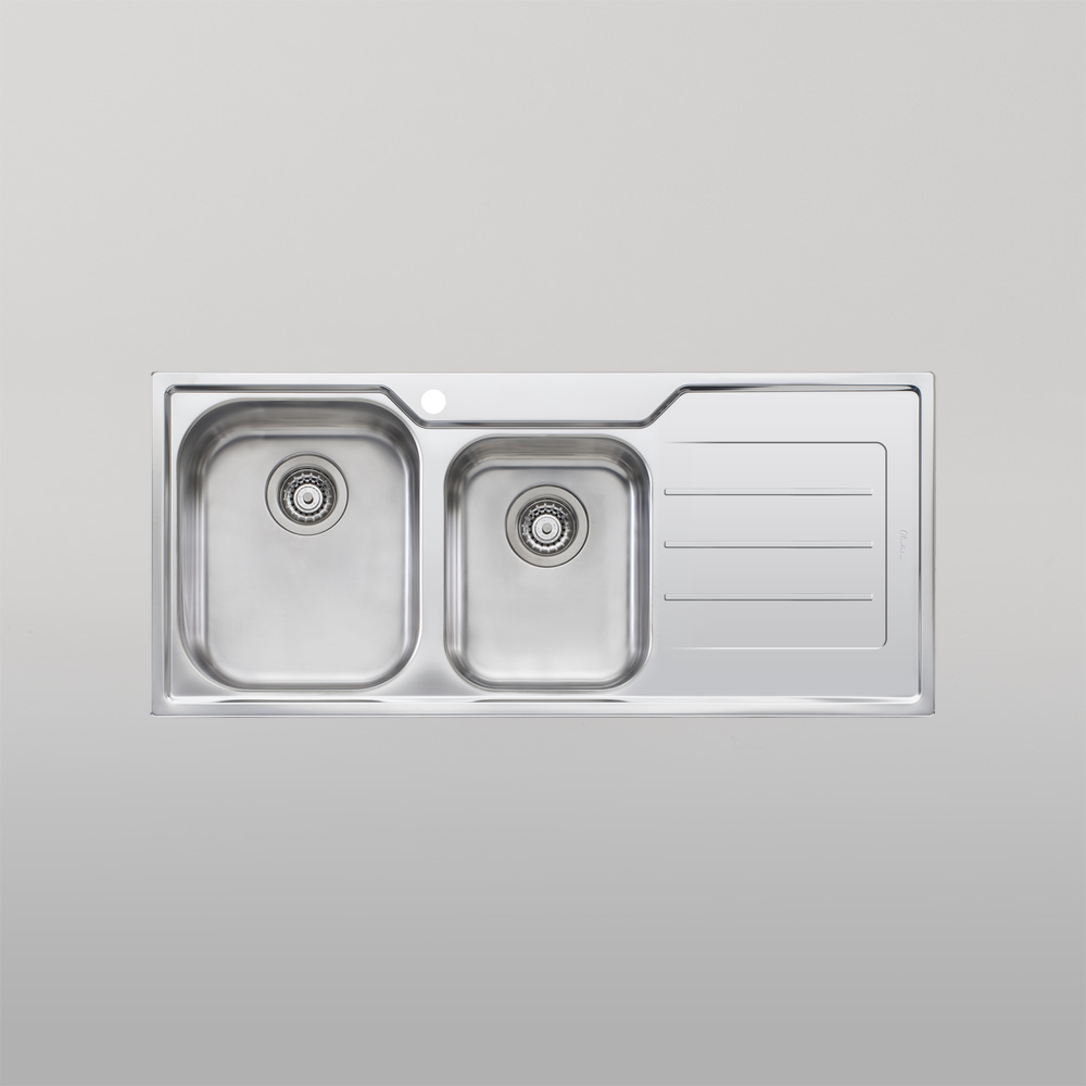 Oliveri Flinders 1 And 3/4 Bowl Sink With Right Drainboard Stainless Steel