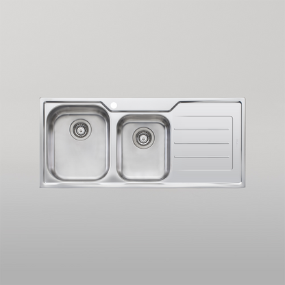 Oliveri Flinders 1 And 3/4 Bowl Sink With Right Drainboard Stainless Steel