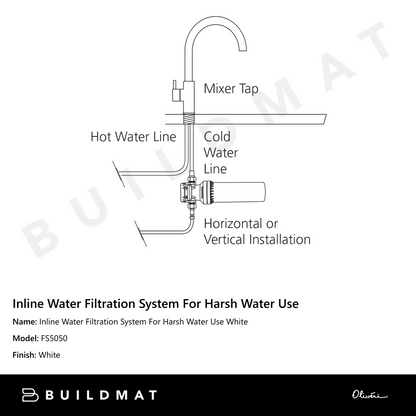 Oliveri Inline Water Filtration System For Harsh Water Use White