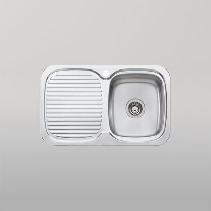 Oliveri Lakeland Single Bowl Sink With Left Drainboard Stainless Steel