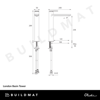 Oliveri London Basin Tower Chrome Lead Free