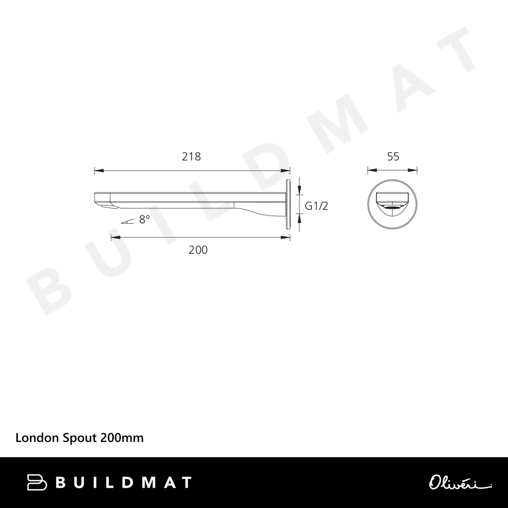 Oliveri London Spout 200mm Chrome Lead Free