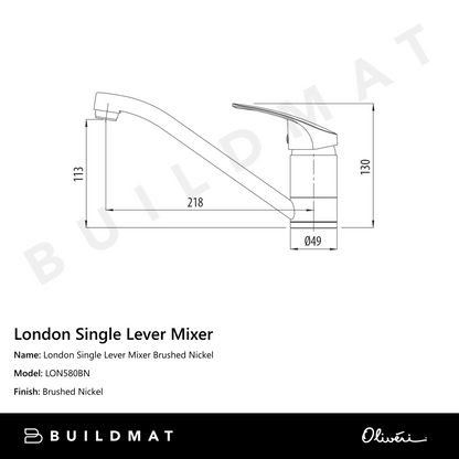 Oliveri London Single Lever Mixer Brushed Nickel