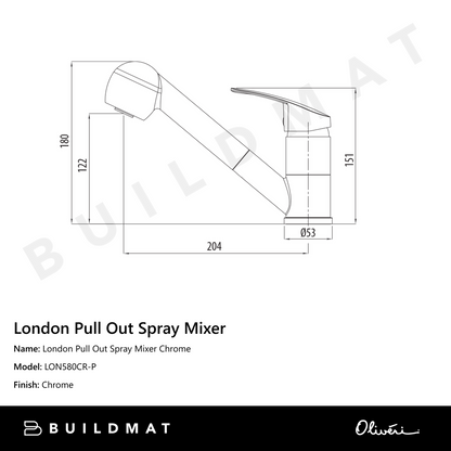 Oliveri London Pull Out Spray Mixer Chrome