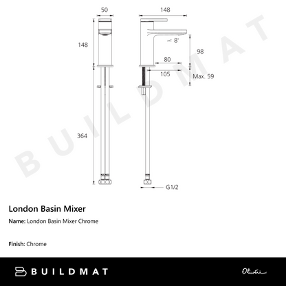 Oliveri London Basin Mixer Chrome