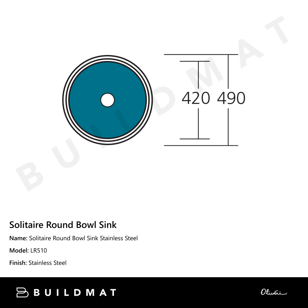 Oliveri Solitaire Round Bowl Sink Stainless Steel