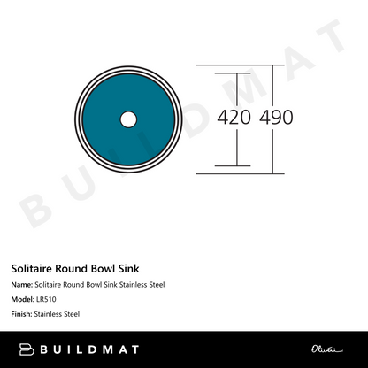 Oliveri Solitaire Round Bowl Sink Stainless Steel