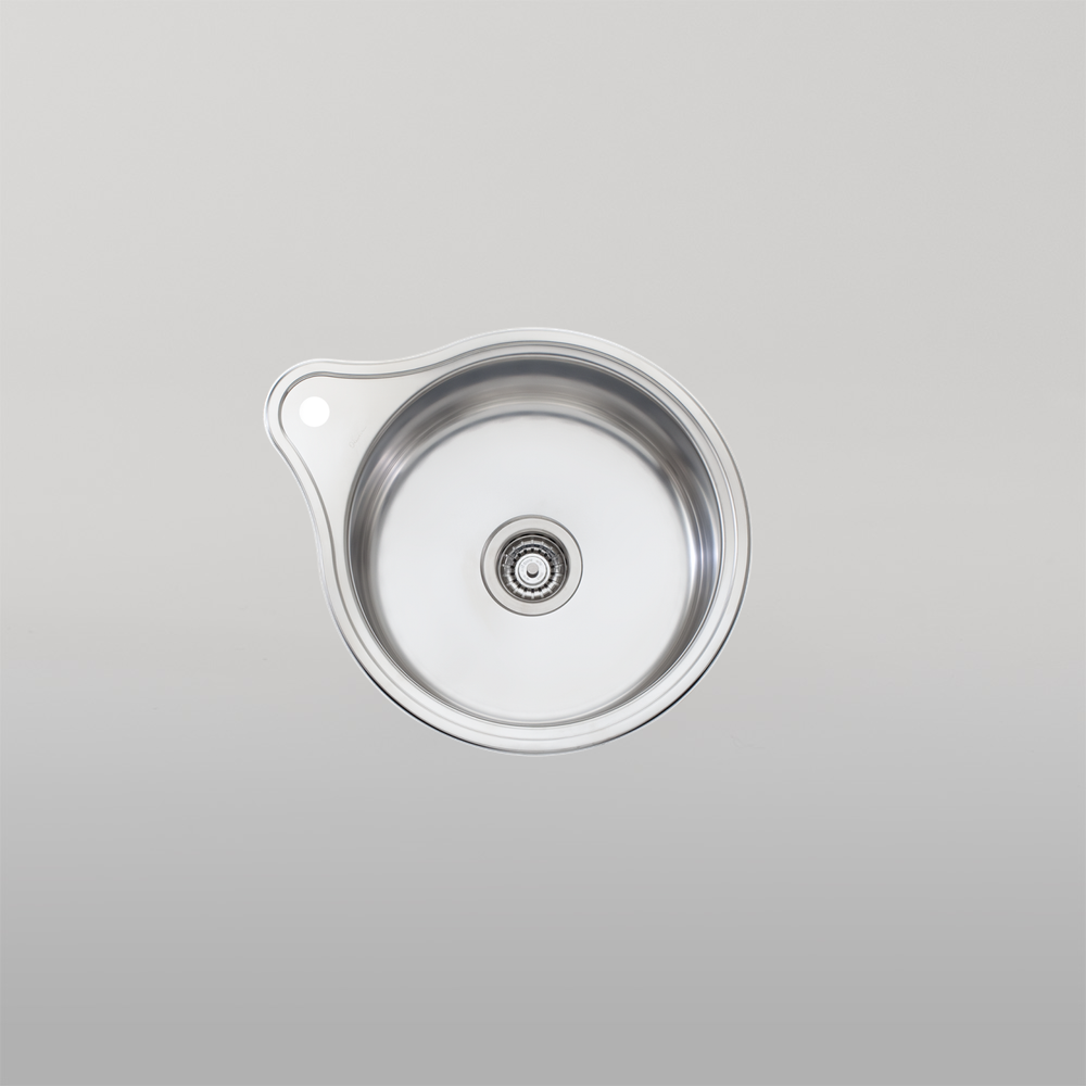 Oliveri Solitaire Round Bowl Sink With Tap Landing Stainless Steel