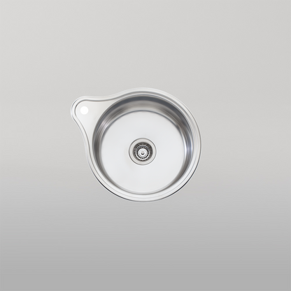 Oliveri Solitaire Round Bowl Sink With Tap Landing Stainless Steel