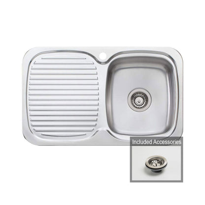 Oliveri LakeLand Single Right Bowl Sink With Drainer LL117