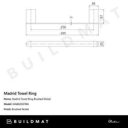 Oliveri Madrid Towel Ring Brushed Nickel