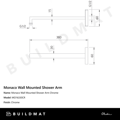 Oliveri Monaco Wall Mounted Shower Arm Chrome