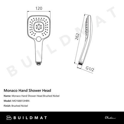 Oliveri Monaco Hand Shower Head Brushed Nickel