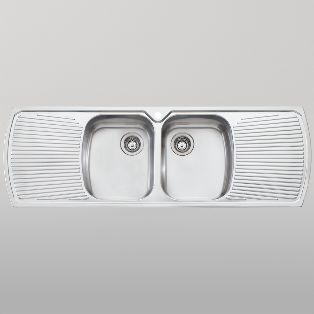 Oliveri Monet Double Bowl Topmount Sink With Double Drainer Stainless Steel