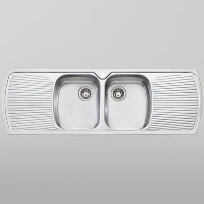 Oliveri Monet Double Bowl Topmount Sink With Double Drainer Stainless Steel
