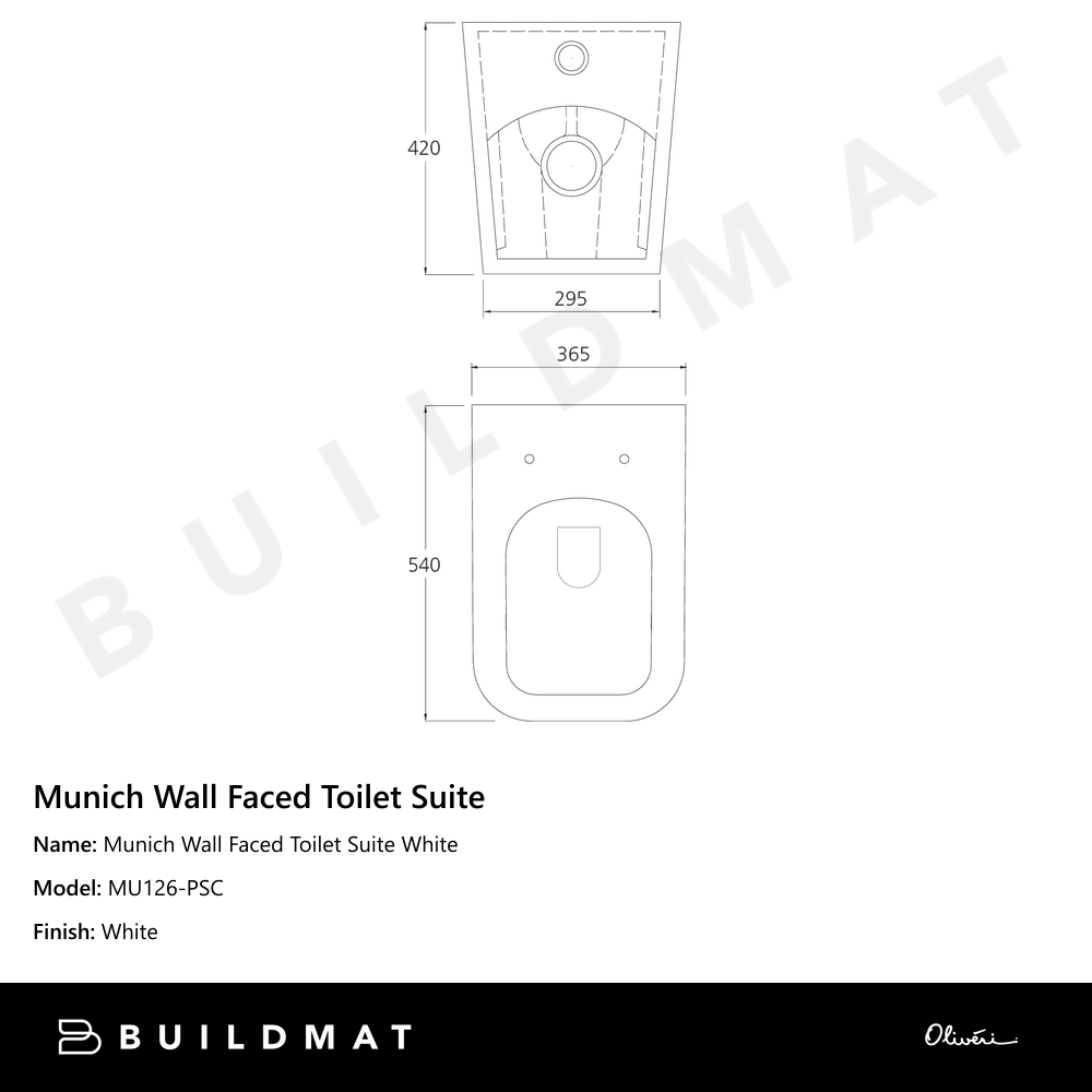 Oliveri Munich Wall Faced Toilet Suite White