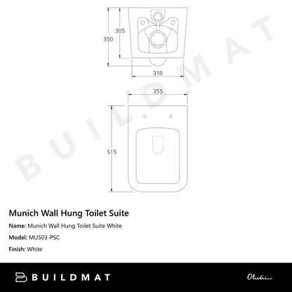 Oliveri Munich Wall Hung Toilet Suite White