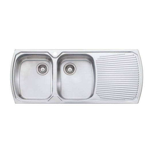 Oliveri Monet Double Bowl Topmount Sink with Drainer